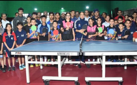 परेड ग्राउंड स्थित ऑडिटोरियम में अत्याधुनिक टेबल टेनिस कोर्ट परिसर का उद्घाटन हुआ