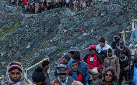 अमरनाथ यात्रा-4 दिन में 50 हजार श्रद्धालुओं ने दर्शन किए:बारिश के बीच 5वां जत्था जम्मू से रवाना; 3.5 लाख यात्रियों ने रजिस्ट्रेशन किया