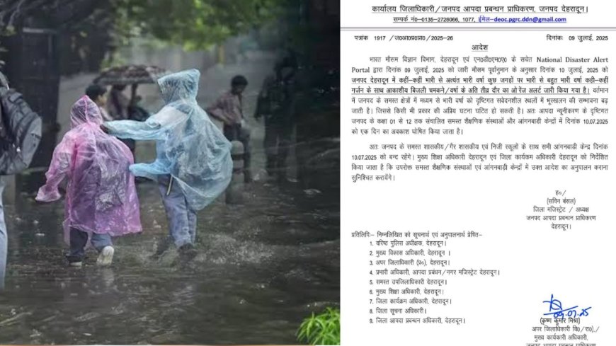देहरादून में भारी बारिश की चेतावनी, कल बंद रहेंगे स्कूल
