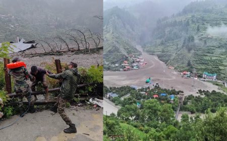 धराली आपदा: 4 लोगों की मौत, कई लापता, 20 लोगों का रेस्क्यू, आर्मी कैंप भी मलबे की चपेट में, हेल्पलाइन नंबर जारी