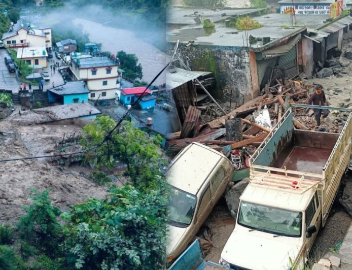 थराली में बादल फटने से तबाही, 2 लोग लापता, कई भवनों को नुकसान, वाहन दबे
