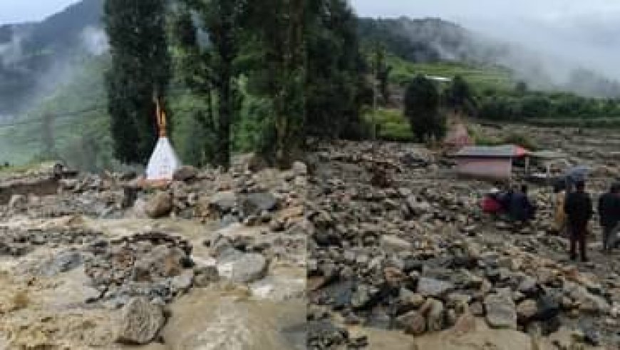 भारी मात्रा में आया मलबा, भागीरथी का प्रवाह रुकने से बनी झील, दो मंदिर मलबे में दबे