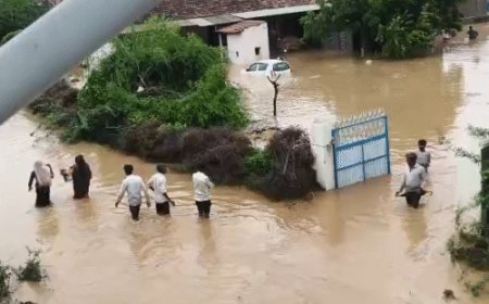 बनासकांठा में दो दिनों में 16 इंच से ज्यादा बरसात:गुजरात-पाकिस्तान बॉर्डर के दर्जनों गांव डूबे, कच्छ का रेगिस्तान तालाब में हुआ तब्दील