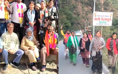 ऑपरेशन स्वास्थ्य: चौखुटिया से देहरादून पदयात्रा का दूसरा दिन, गैरसैंण से आदि बद्री पहुंचे आंदोलनकारी