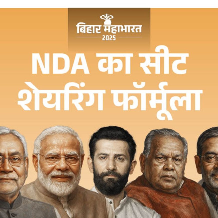 बिहार में NDA ने किया सीट शेयरिंग का ऐलान:BJP-101, JDU- 101, चिराग को- 29, उपेंद्र कुशवाहा-मांझी को 6-6 सीटें