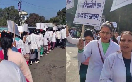 नर्सिंग भर्ती की विज्ञप्ति निरस्त करने की मांग पर नर्सिंग संघ ने किया सचिवालय कूच