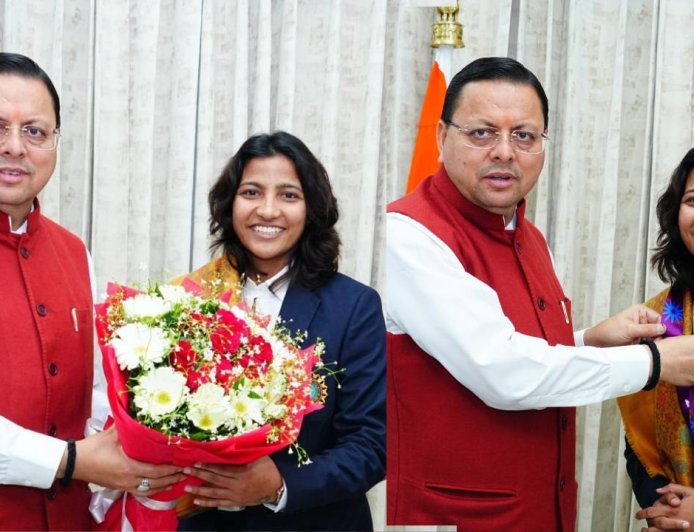 वर्ल्ड चैंपियन स्नेह राणा ने की  मुख्यमंत्री धामी से मुलाकात, धामी ने कहा स्नेह बेटियों के लिए प्रेरणास्रोत