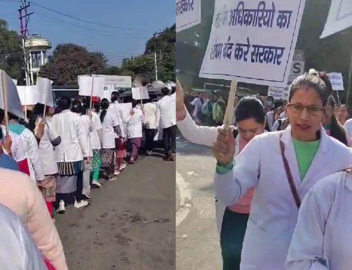 नर्सिंग भर्ती की विज्ञप्ति निरस्त करने की मांग पर नर्सिंग संघ ने किया सचिवालय कूच