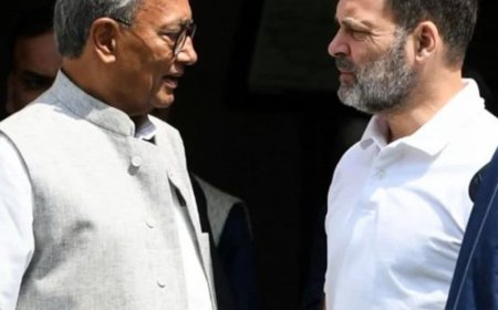 RSS की तारीफ पर दिग्विजय सिंह को राहुल का तंज:बोले- आपने गलत किया; पूर्व CM ने मोदी की जमीन पर बैठे तस्वीर शेयर की थी