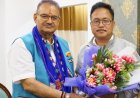 Minister Ganesh Joshi welcomed at Itanagar Airport by BJP workers
