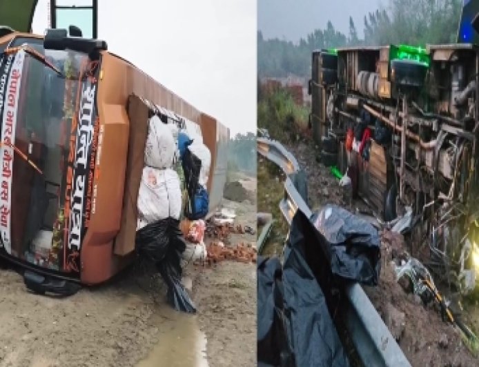 भारत-नेपाल मैत्री बस उत्तराखंड में पलटी, एक माह की बच्ची समेत कई यात्री घायल