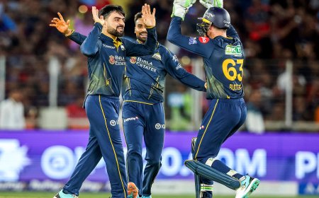 Rashid Khan takes four wickets to lead Gujarat Titans to 77-run win over Rajasthan Royals