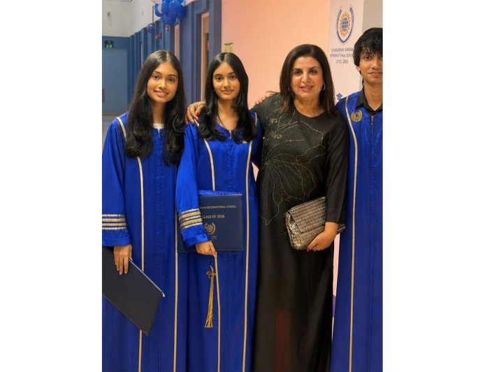 Farah Khan celebrates triplets Diva, Anya and Czar’s graduation