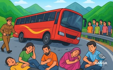उत्तराखंड में ऋषिकेश-बद्रीनाथ हाईवे पर बस पलटी, 8 लोग घायल, Khel