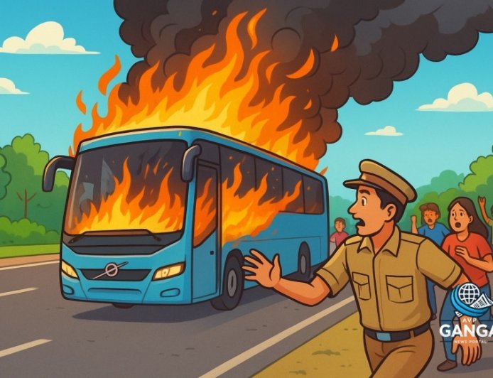हरिद्वार-देहरादून हाईवे पर वॉल्वो बस में भीषण आग, चालक की सूझबूझ से बची 40 यात्रियों की जान, Khel