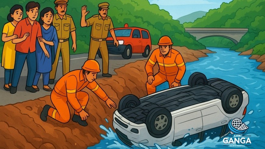 देवप्रयाग में चारधाम यात्रा से लौटते समय कार गंगा में गिरी, 4 की मौत, 3 लापता, Devprayag accident, Char Dham Yatra, Uttarakhand news