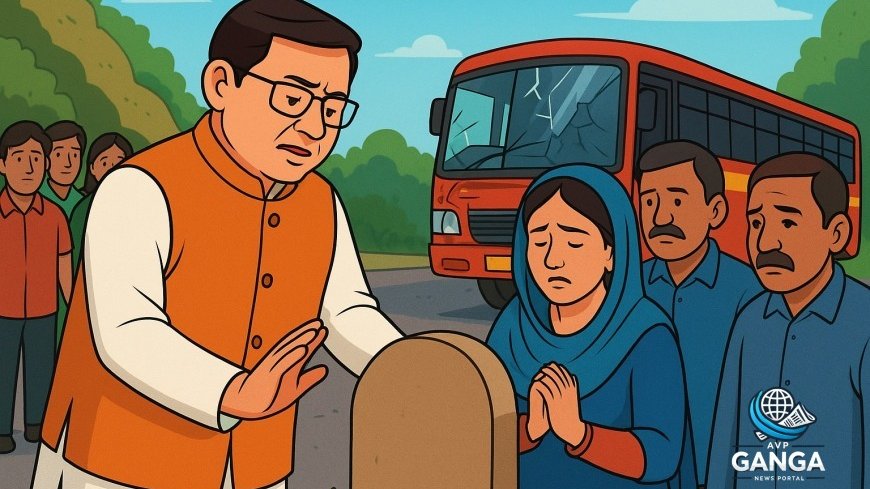 मुख्यमंत्री धामी ने बस दुर्घटना में दिवंगत चालक को श्रद्धांजलि दी, परिजनों को ढांढस बंधाया, Uttarakhand bus accident, CM Dhami tribute, driver death