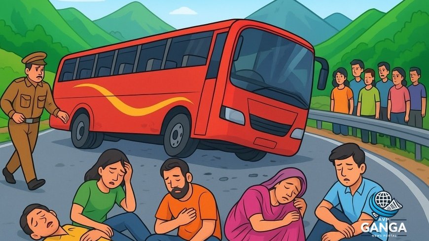 उत्तराखंड में ऋषिकेश-बद्रीनाथ हाईवे पर बस पलटी, 8 लोग घायल, Uttarakhand bus accident, Rishikesh Badrinath highway, local bus overturned
