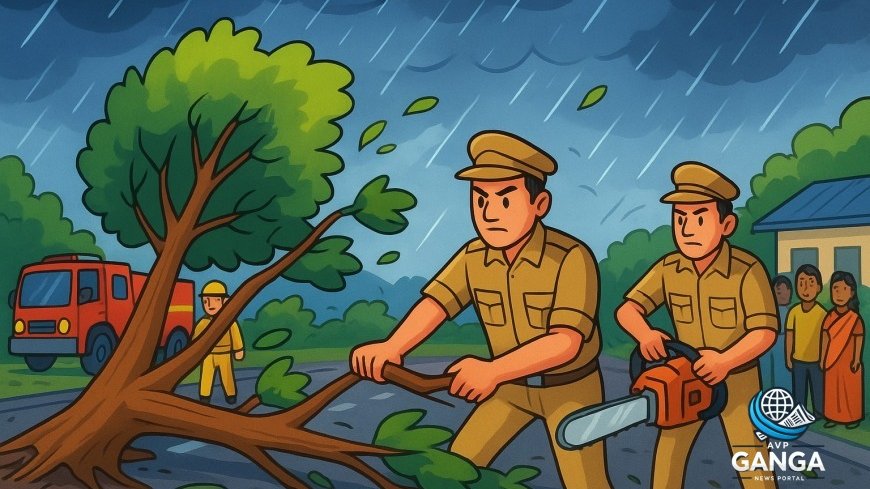 आंधी-बारिश से टनकपुर-पूर्णागिरि मार्ग पर पेड़ गिरे, प्रशासन ने स्थिति संभाली, Tanakpur, Purnagiri, storm