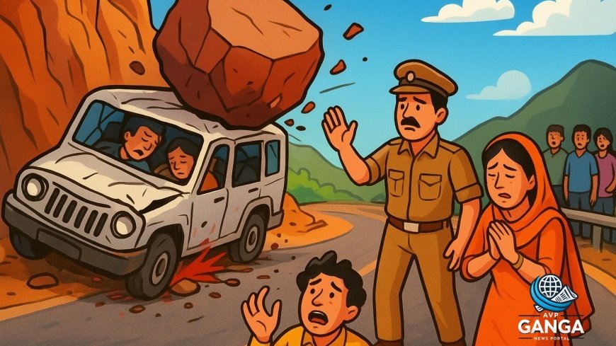 उत्तराखंड में फिर दर्दनाक हादसा, चट्टान गिरने से बोलेरो के परखच्चे, दो की मौत, Uttarakhand accident, Pithoragarh news, Bolero vehicle