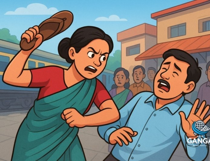 हल्द्वानी में चप्पलों से मनचले की धुनाई, पति-पत्नी विवाद की घटना वायरल, Viral