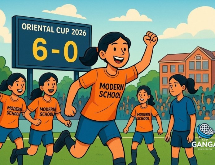 ओरिएंटल कप 2026 में लड़कियों के सेमीफाइनलिस्टों की पुष्टि, मॉडर्न स्कूल ने 6-0 से जीत हासिल की, Bindaas