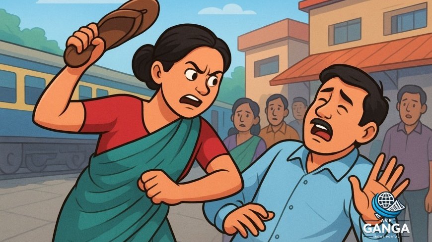 हल्द्वानी में चप्पलों से मनचले की धुनाई, पति-पत्नी विवाद की घटना वायरल, Haldwani news, viral video, manchaley beaten