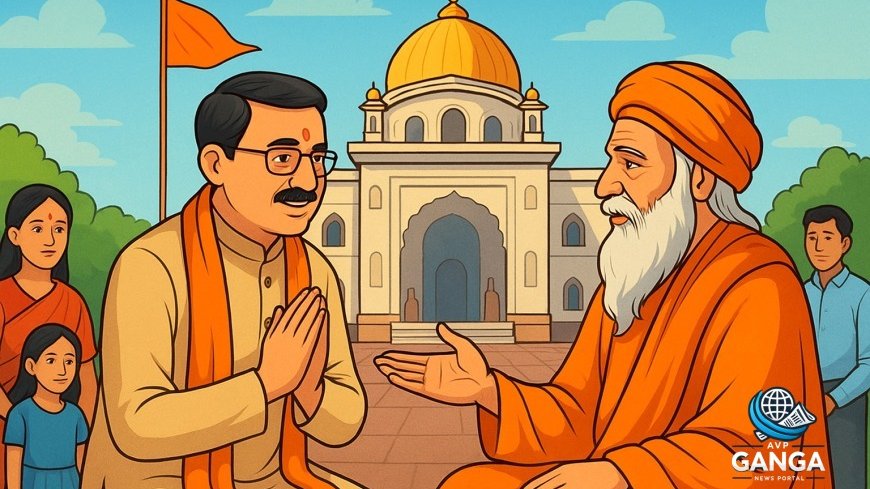 डॉ. चिन्मय पांडे का महंत देवेंद्र दास से शिष्टाचार भेंट, Chinmay Pandya, Mahant Devendra Das, Gayatri Pariwar