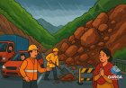 बद्रीनाथ राष्ट्रीय राजमार्ग हेलंग के पास मलबा गिरने से बाधित, Bindaas