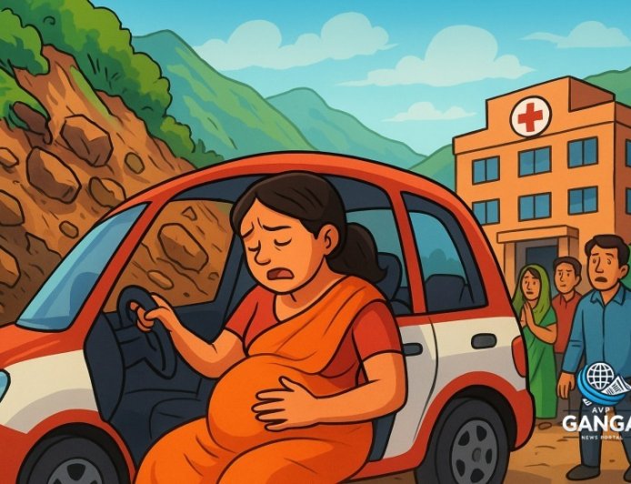 उत्तराखंड में भूस्खलन के बीच प्रसव पीड़ा से जूझती महिला ने अस्पताल पहुंचने की कोशिश की, Polix
