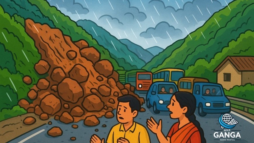 तंगनाथ के रास्ते में भूस्खलन, NH-107A पर यातायात ठप, Tungnath, landslide, Uttarakhand