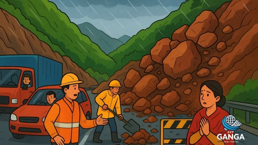 बद्रीनाथ राष्ट्रीय राजमार्ग हेलंग के पास मलबा गिरने से बाधित, Badrinath highway, Helang blockage, debris fall