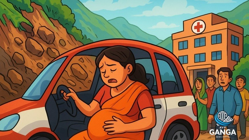 उत्तराखंड में भूस्खलन के बीच प्रसव पीड़ा से जूझती महिला ने अस्पताल पहुंचने की कोशिश की, Uttarakhand landslide, road closure, pregnant woman