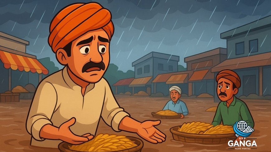 फाजिल्का और अंबाला बाजारों में भारी बारिश से धान के कट्टे हुए डूबे, heavy rain, paddy sacks, Fazilka